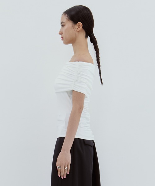 tシャツ 「determ/デターム」「STUDIOUS別注」OFF SHOULDER TOPS/オフショルダートップス レディース STUDIOUS tシャツ 「determ/デターム」「STUDIOUS別注」OFF