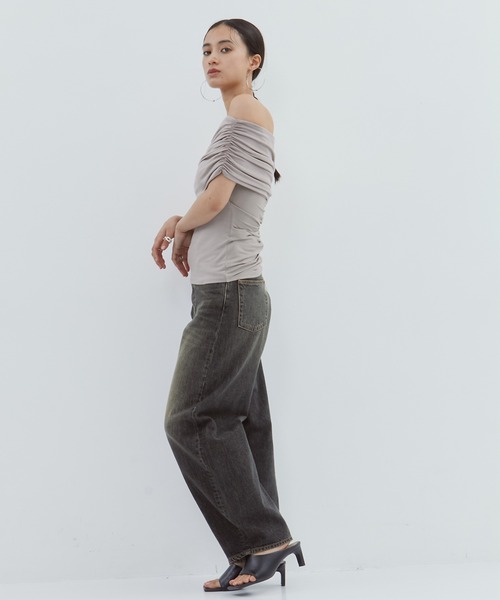 tシャツ 「determ/デターム」「STUDIOUS別注」OFF SHOULDER TOPS/オフショルダートップス レディース STUDIOUS tシャツ 「determ/デターム」「STUDIOUS別注」OFF