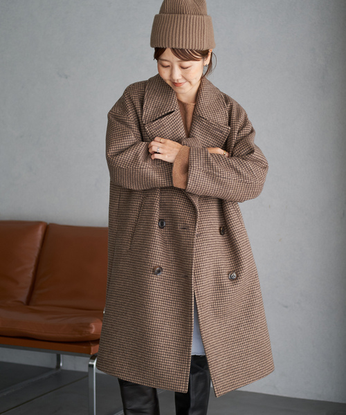 美品Plageプラージュ リラックス ウール ラップコートBROWN茶色 38 plage（プラージュ） チェスターコート 38 ブラウン レディース