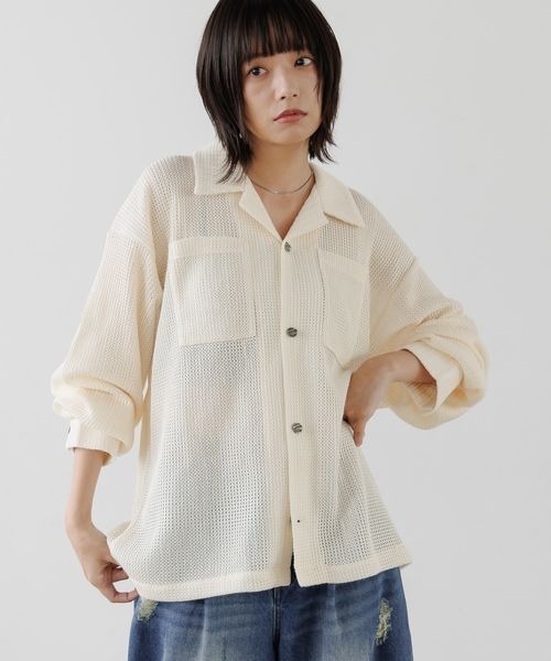 ブラウス シャツ 「UNISEX」スカシアミカイキンシャツ レディース メンズ