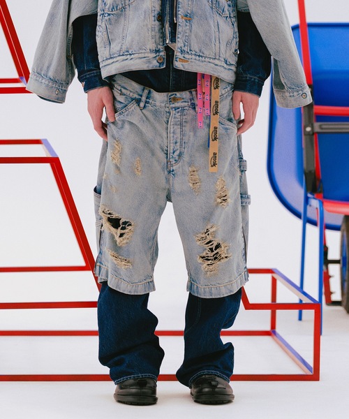 ワイドパンツ ジーンズ TWO-IN-ONE DENIM PANTS メンズ レディースの画像