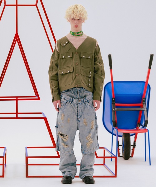 ワイドパンツ ジーンズ TWO-IN-ONE DENIM PANTS メンズ レディースの画像