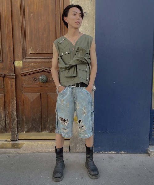 ワイドパンツ ジーンズ TWO-IN-ONE DENIM PANTS メンズ レディースの画像