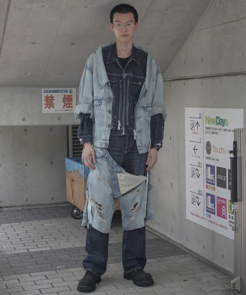 ワイドパンツ ジーンズ TWO-IN-ONE DENIM PANTS メンズ レディースの画像