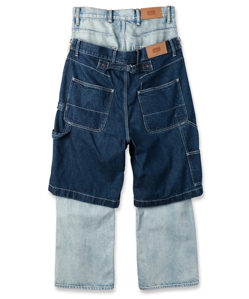 ワイドパンツ ジーンズ TWO-IN-ONE DENIM PANTS メンズ レディースの画像