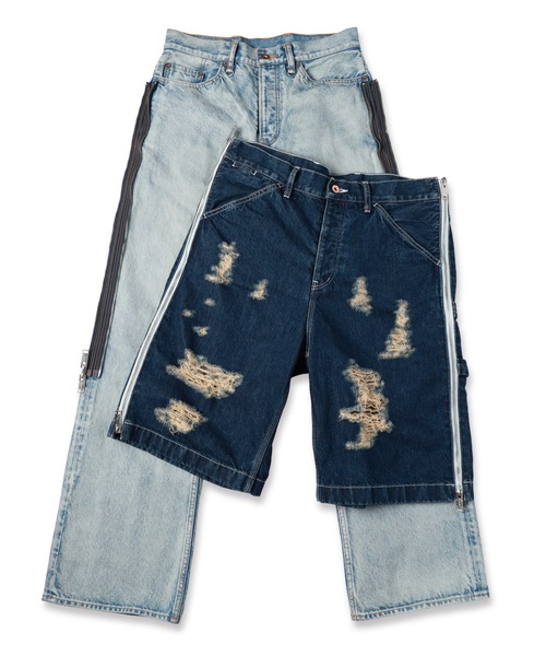 ワイドパンツ ジーンズ TWO-IN-ONE DENIM PANTS メンズ レディースの画像
