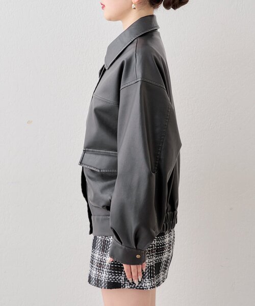 Chico フェイクレザーミドルルーズジャケット Chico コート アウター 「ZOZO限定/REVIVAL」フェイクレザー