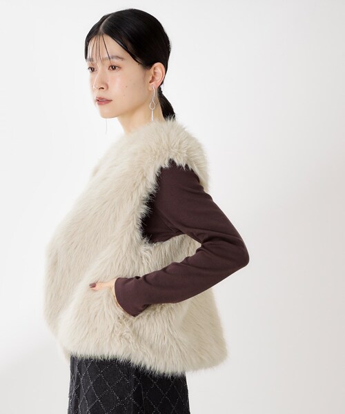 THE SHOP TK ベスト ジレ フェイクファーベスト レディース : ZOZOTOWN