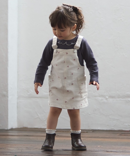 petit main ベビー 「リンク」刺しゅうサロペSKセットアップ