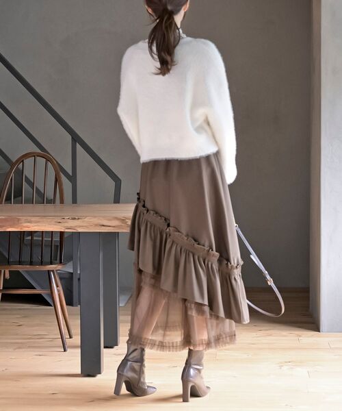 r・p・s（アールピーエス） スカート チュールフリル切替アシメトリー