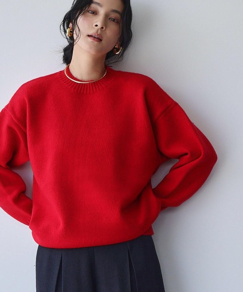 ELFRANK ニット セーター ネックレス付き クルーネック カラー ニット