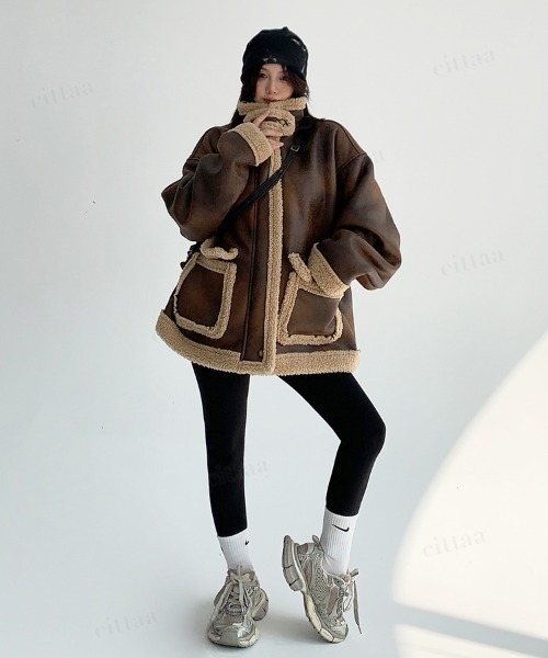 WE11DONE ウェルダン バックプリント 高級 ボアムートンジャケット 美品 Dalfwin（ダールフィン） ムートンコート ボアコート 韓国ファッション