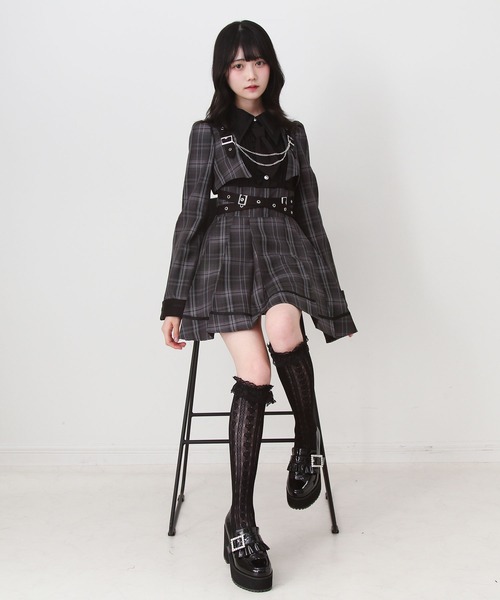 DearMyLove ワンピース ジャケット風チェーンネクタイベルトプリーツ