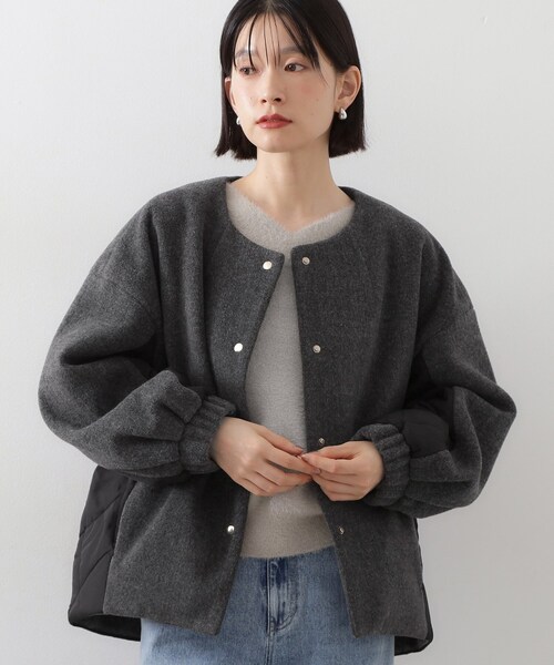 THE SHOP TK ジャケット ノーカラージャケット 前後で印象が変わる