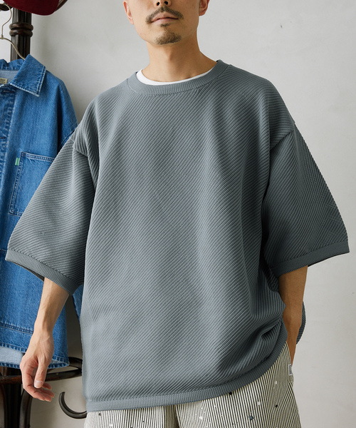 「JOURNAL STANDARD relume」 半袖ニット LARGE イエロー メンズ_画像4