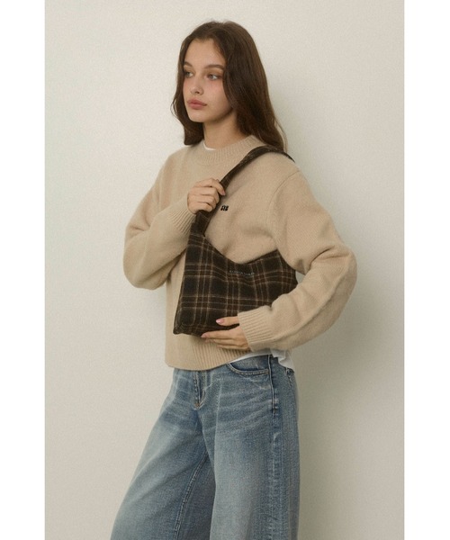 ALEXIA STAM  ミックスカラーニット　ファー　バックル　トートバッグ ALEXIA STAM（アリシアスタン）の「Square Fringe Small Tote Bag