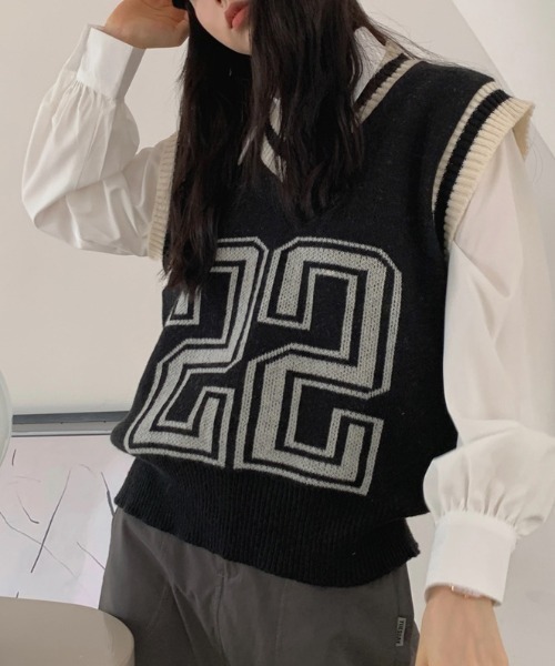 「NANEA」 ノースリーブニット フリー ブルー レディース_画像6