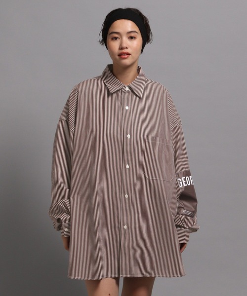 「GEORGE'S」 長袖シャツ MEDIUM ブラウン メンズ_画像9