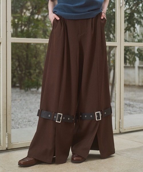 Casper John（キャスパージョン） スラックス Slit baggy belt slacks
