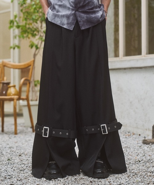 Casper John（キャスパージョン） スラックス Slit baggy belt slacks