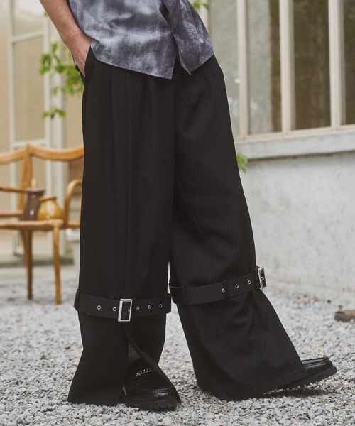 Casper John（キャスパージョン） スラックス Slit baggy belt slacks