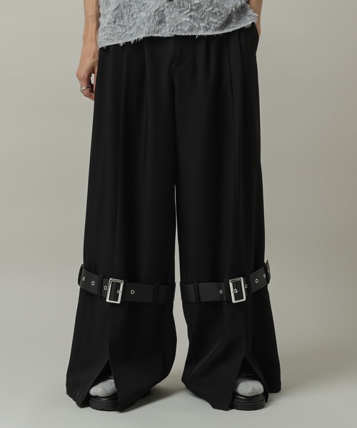 Casper John（キャスパージョン） スラックス Slit baggy belt slacks