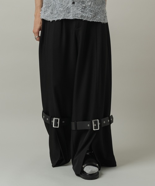 Casper John（キャスパージョン） スラックス Slit baggy belt slacks