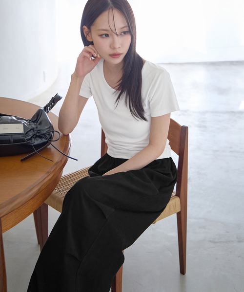 ワイドパンツ パンツ 裾ドロストイージーワイドパンツ レディース