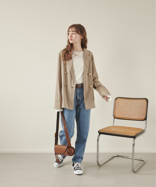 「ANGIE」 テーラードジャケット FREE ネイビー レディース_画像3