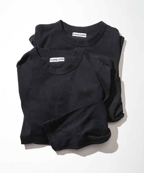 「CAHLUMN」 長袖Tシャツ MEDIUM ブラック メンズ_画像4