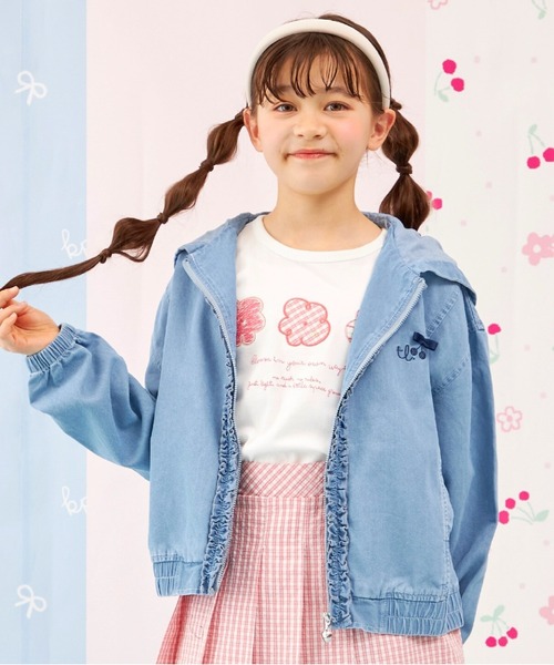 パーカー 「Trois Lapins」 テンセルデニム ジップアップフーディー キッズ 子供服 女の子の画像