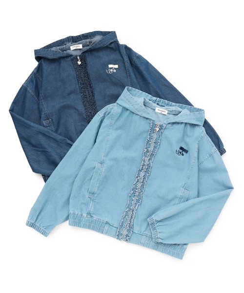 パーカー 「Trois Lapins」 テンセルデニム ジップアップフーディー キッズ 子供服 女の子の画像