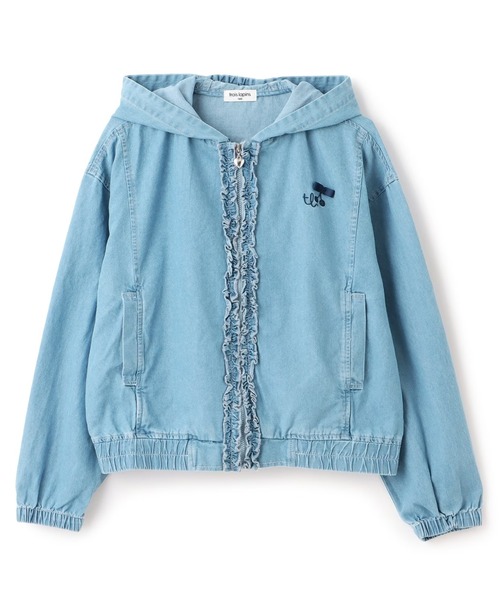パーカー 「Trois Lapins」 テンセルデニム ジップアップフーディー キッズ 子供服 女の子の画像