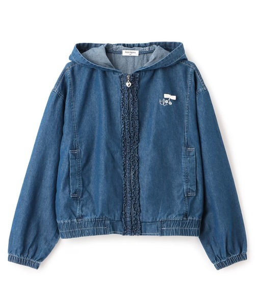 パーカー 「Trois Lapins」 テンセルデニム ジップアップフーディー キッズ 子供服 女の子の画像