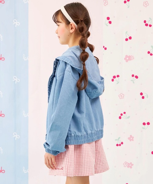 パーカー 「Trois Lapins」 テンセルデニム ジップアップフーディー キッズ 子供服 女の子の画像