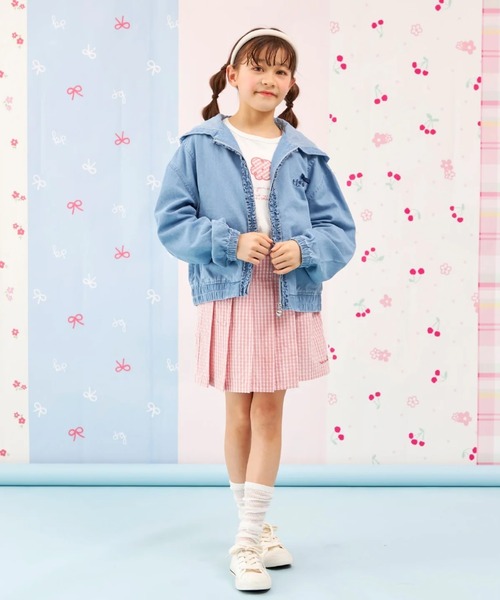 パーカー 「Trois Lapins」 テンセルデニム ジップアップフーディー キッズ 子供服 女の子の画像