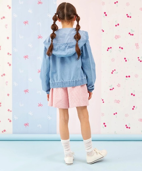 パーカー 「Trois Lapins」 テンセルデニム ジップアップフーディー キッズ 子供服 女の子の画像