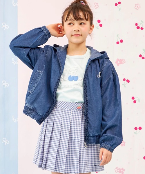 パーカー 「Trois Lapins」 テンセルデニム ジップアップフーディー キッズ 子供服 女の子の画像