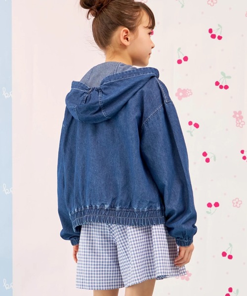 パーカー 「Trois Lapins」 テンセルデニム ジップアップフーディー キッズ 子供服 女の子の画像