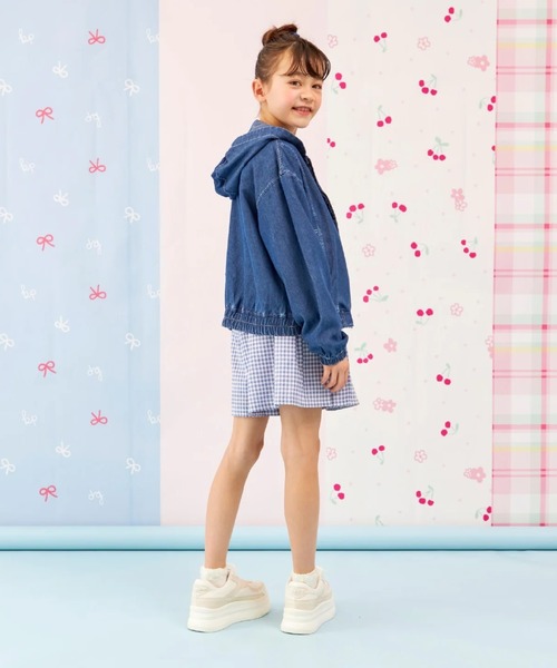 パーカー 「Trois Lapins」 テンセルデニム ジップアップフーディー キッズ 子供服 女の子の画像