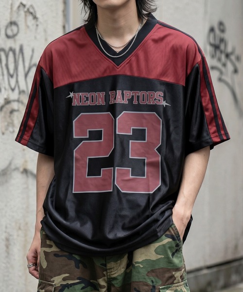 【保存袋タグあり】シュプリーム　メッシュシャツ　半袖　ゲームシャツ　Tシャツ tシャツ 半袖 「82」メッシュ 切替 ナンバリング ゲームシャツ/ユニ