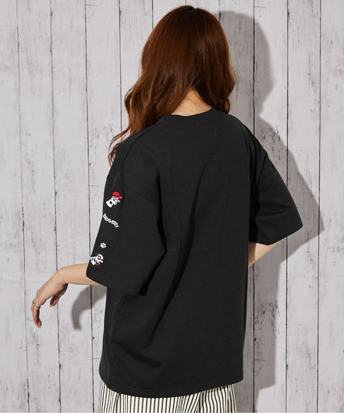 tシャツ 半袖 「ドッグ刺繍×袖刺繍デザイン」Tシャツ／ストリート／春