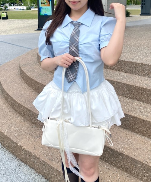 リョウレイ　パフスリーブシャツ日曜までのお値下げ Mejoul ブラウス シャツ 夏 半袖 「2026春夏新作」「ネクタイセット