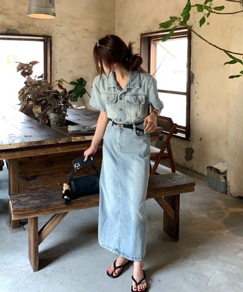 Aelina シャツワンピース デニムワンピース : ZOZOTOWN Yahoo!店