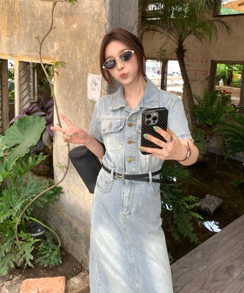 デニムワンピース Aelina シャツワンピース デニムワンピース : ZOZOTOWN Yahoo!店