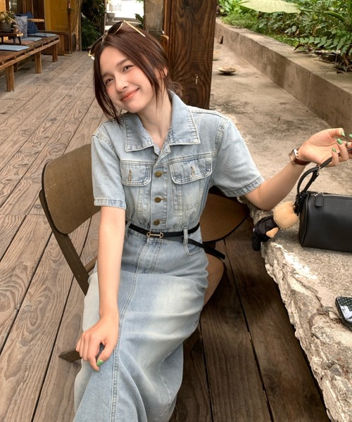 Aelina シャツワンピース デニムワンピース : ZOZOTOWN Yahoo!店