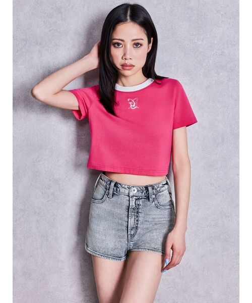 MOUSSY デニムショートパンツ rienda GYDA SLY EMODA GYDA（ジェイダ） ジーンズ デニム デニムパンツ ハイウエストsacred