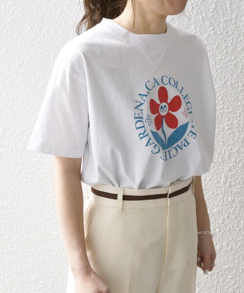 「Collegiate Pacific」 半袖Tシャツ ONE SIZE ライトグレー レディース_画像4