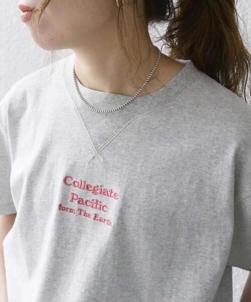 「Collegiate Pacific」 半袖Tシャツ ONE SIZE ライトグレー レディース_画像9