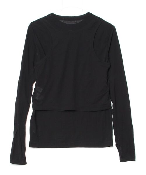 「THE PAUSE」 シアーセット ロングTシャツ FREE ブラック レディース_画像2